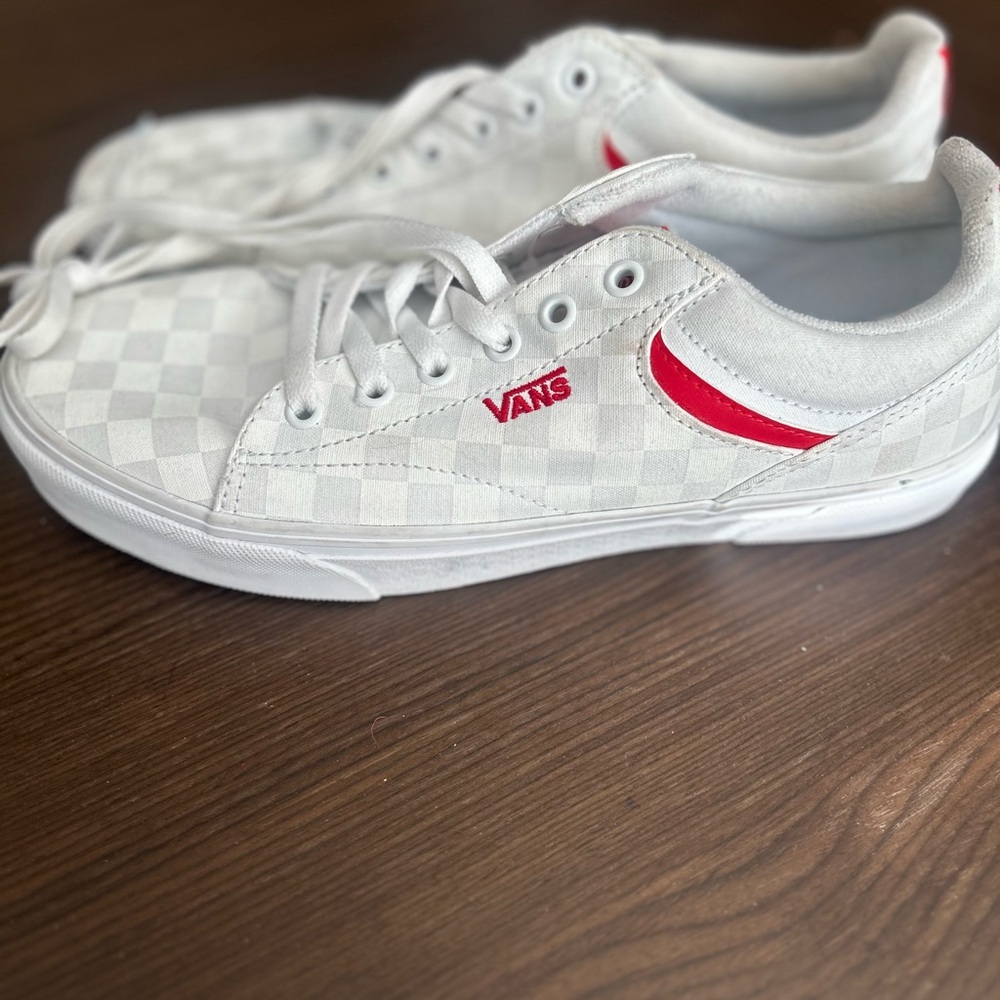 Vans White and Red Classic Sneakers